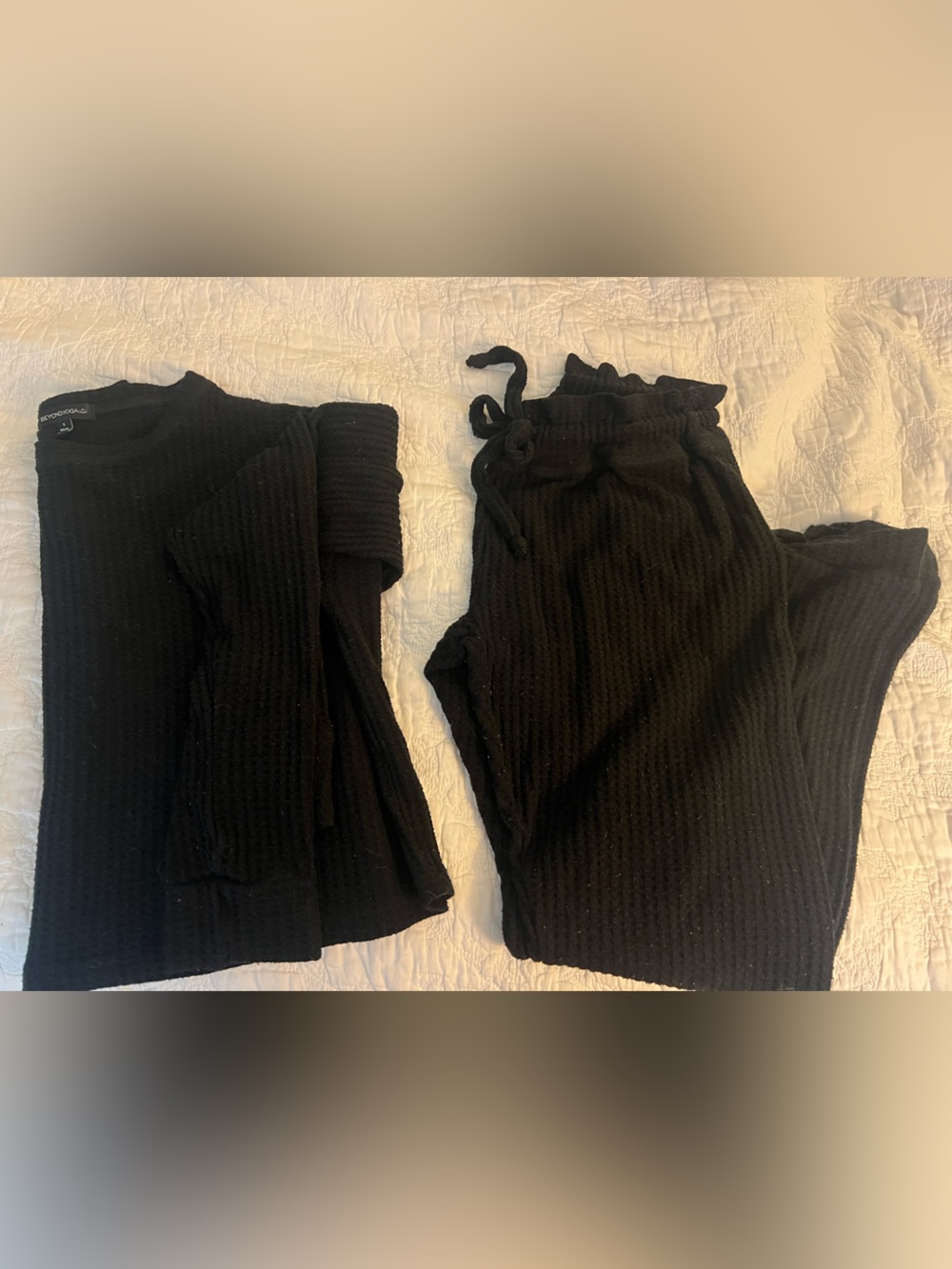 Beyond Yoga Black Ribbed Sweater & Pant Set